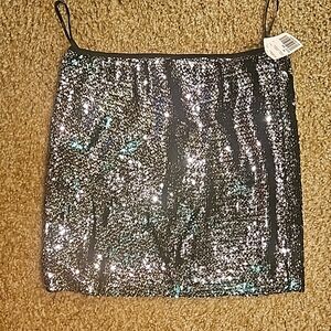 Forever twenty one sequin black and silver skirt size medium